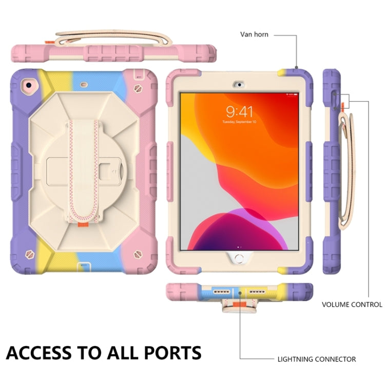 For iPad 10.2 2021 / 2020 / 2019 Contrast Color Robot Shockproof Silicon + PC Protective Case with Holder & Shoulder Strap