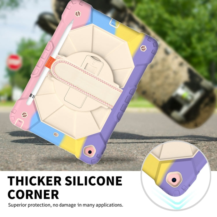 For iPad 10.2 2021 / 2020 / 2019 Contrast Color Robot Shockproof Silicon + PC Protective Case with Holder & Shoulder Strap