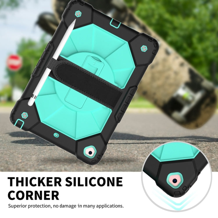 For iPad 10.2 2021 / 2020 / 2019 Contrast Color Robot Shockproof Silicon + PC Protective Case with Holder & Shoulder Strap