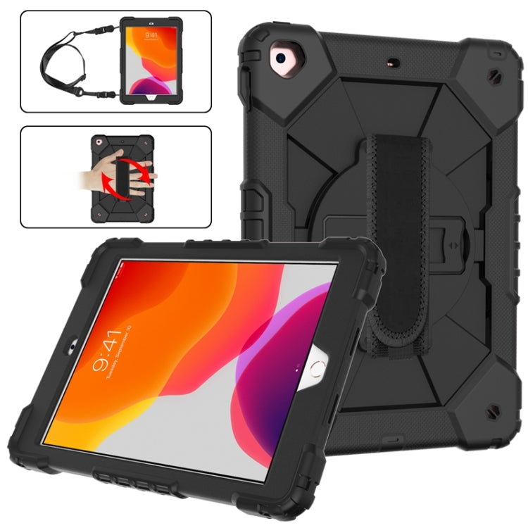 For iPad 10.2 2021 / 2020 / 2019 Contrast Color Robot Shockproof Silicon + PC Protective Case with Holder & Shoulder Strap