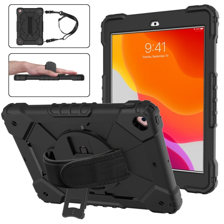 For iPad 10.2 2021 / 2020 / 2019 Contrast Color Robot Shockproof Silicon + PC Protective Case with Holder & Shoulder Strap