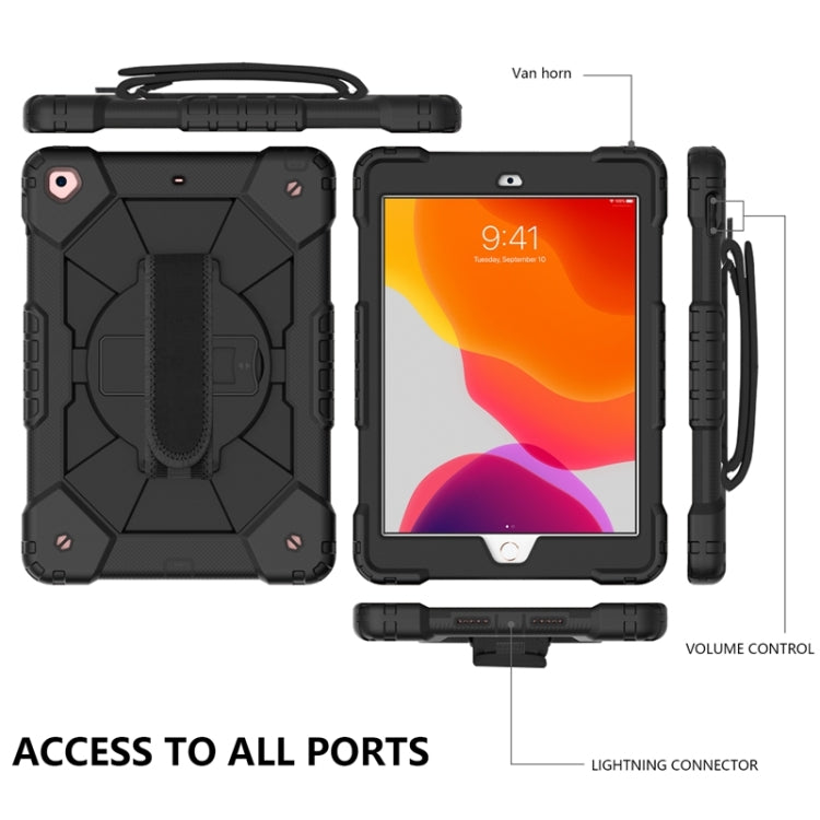 For iPad 10.2 2021 / 2020 / 2019 Contrast Color Robot Shockproof Silicon + PC Protective Case with Holder & Shoulder Strap