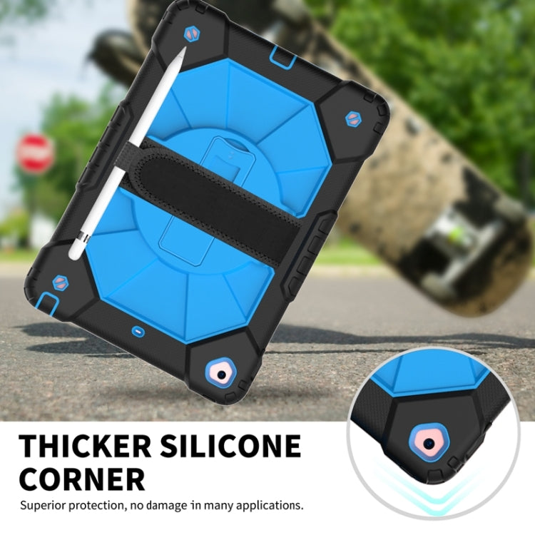 For iPad 10.2 2021 / 2020 / 2019 Contrast Color Robot Shockproof Silicon + PC Protective Case with Holder & Shoulder Strap