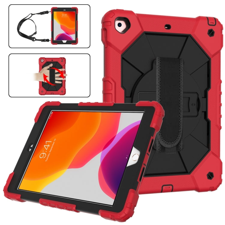 For iPad 10.2 2021 / 2020 / 2019 Contrast Color Robot Shockproof Silicon + PC Protective Case with Holder & Shoulder Strap