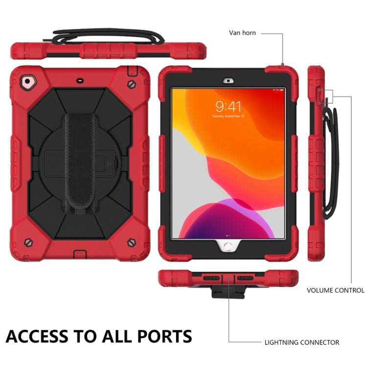 For iPad 10.2 2021 / 2020 / 2019 Contrast Color Robot Shockproof Silicon + PC Protective Case with Holder & Shoulder Strap