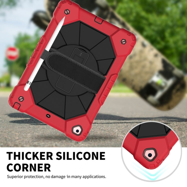 For iPad 10.2 2021 / 2020 / 2019 Contrast Color Robot Shockproof Silicon + PC Protective Case with Holder & Shoulder Strap