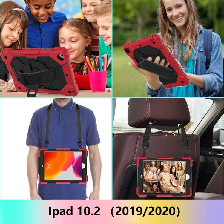 For iPad 10.2 2021 / 2020 / 2019 Contrast Color Robot Shockproof Silicon + PC Protective Case with Holder & Shoulder Strap