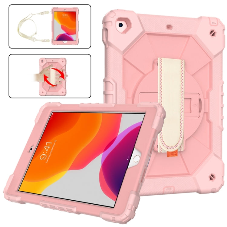 For iPad 10.2 2021 / 2020 / 2019 Contrast Color Robot Shockproof Silicon + PC Protective Case with Holder & Shoulder Strap