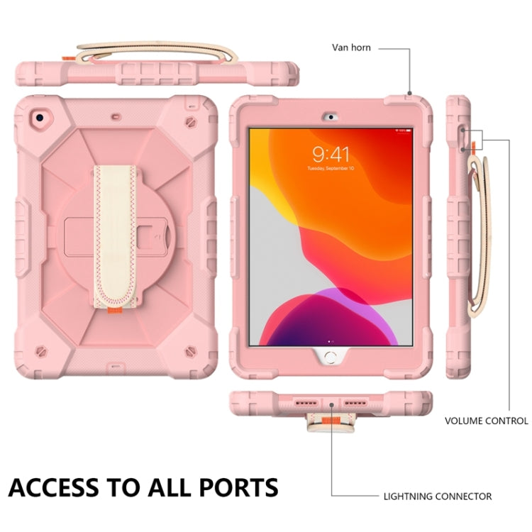 For iPad 10.2 2021 / 2020 / 2019 Contrast Color Robot Shockproof Silicon + PC Protective Case with Holder & Shoulder Strap