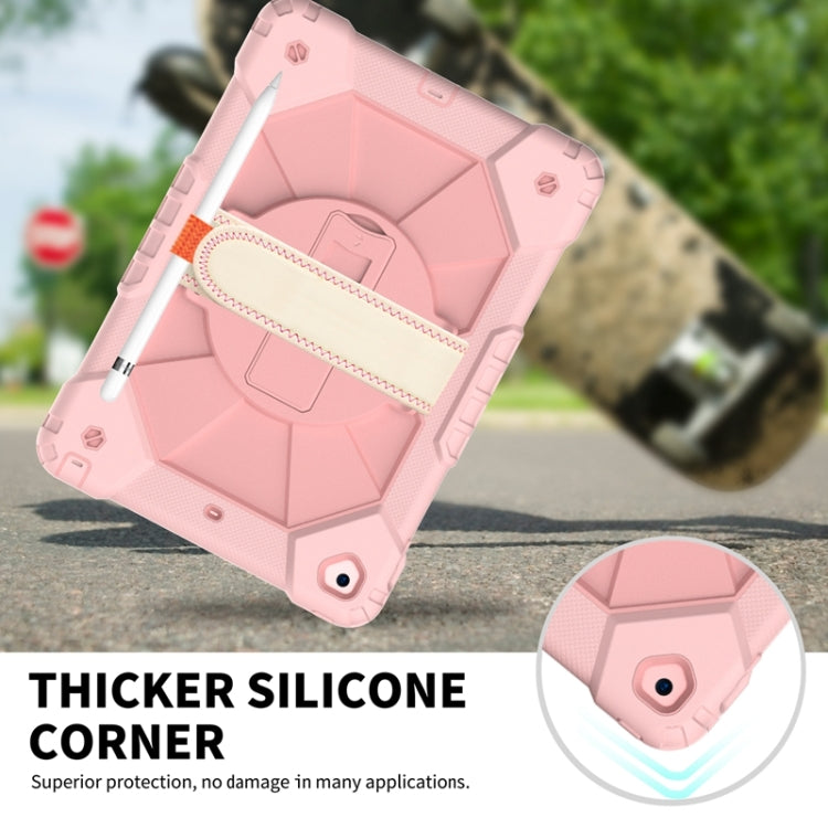 For iPad 10.2 2021 / 2020 / 2019 Contrast Color Robot Shockproof Silicon + PC Protective Case with Holder & Shoulder Strap