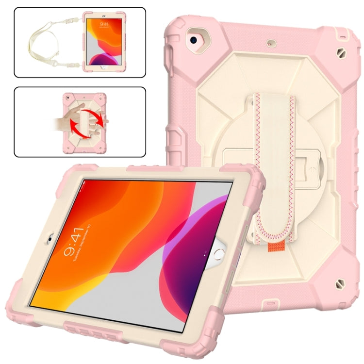 For iPad 10.2 2021 / 2020 / 2019 Contrast Color Robot Shockproof Silicon + PC Protective Case with Holder & Shoulder Strap