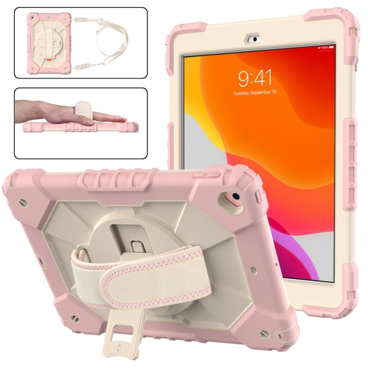 For iPad 10.2 2021 / 2020 / 2019 Contrast Color Robot Shockproof Silicon + PC Protective Case with Holder & Shoulder Strap