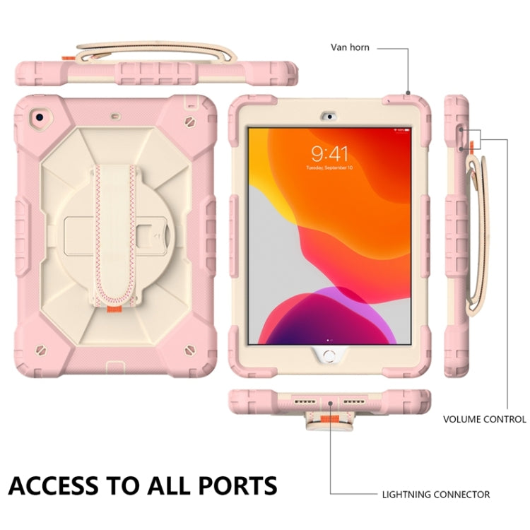 For iPad 10.2 2021 / 2020 / 2019 Contrast Color Robot Shockproof Silicon + PC Protective Case with Holder & Shoulder Strap