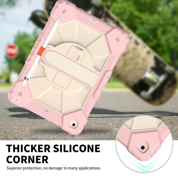 For iPad 10.2 2021 / 2020 / 2019 Contrast Color Robot Shockproof Silicon + PC Protective Case with Holder & Shoulder Strap