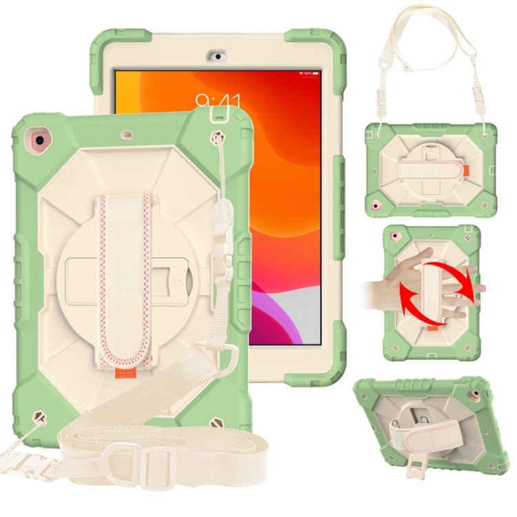 For iPad 10.2 2021 / 2020 / 2019 Contrast Color Robot Shockproof Silicon + PC Protective Case with Holder & Shoulder Strap