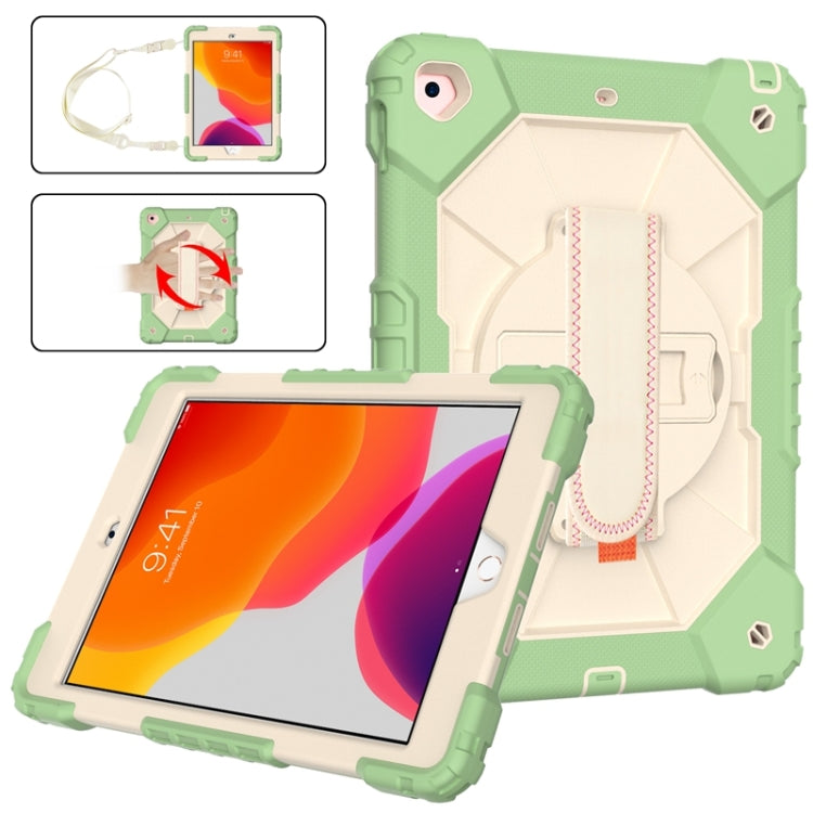 For iPad 10.2 2021 / 2020 / 2019 Contrast Color Robot Shockproof Silicon + PC Protective Case with Holder & Shoulder Strap