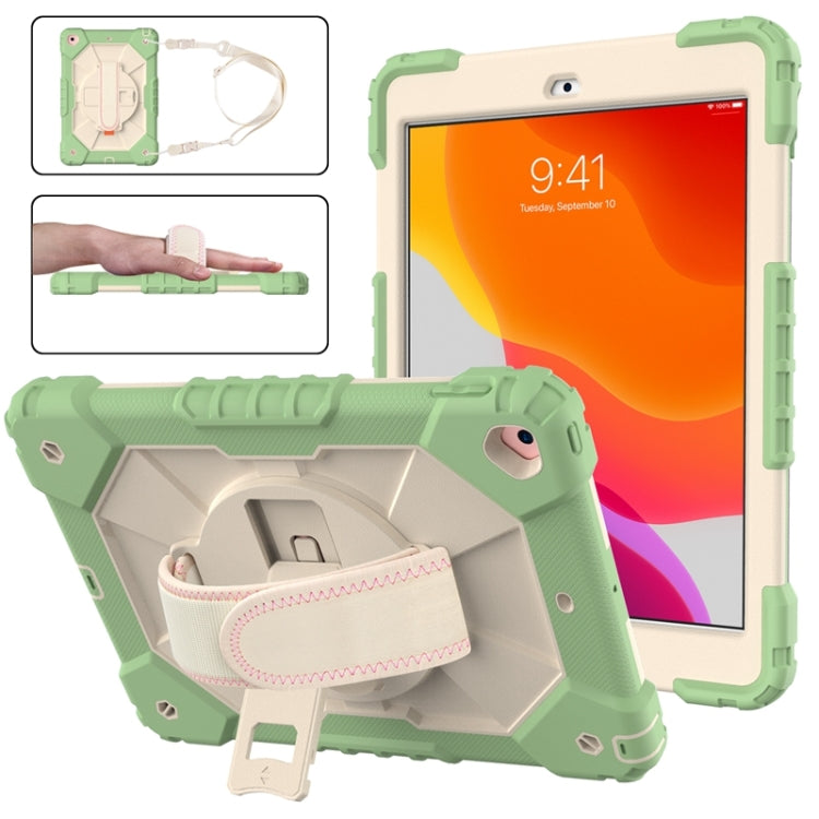 For iPad 10.2 2021 / 2020 / 2019 Contrast Color Robot Shockproof Silicon + PC Protective Case with Holder & Shoulder Strap