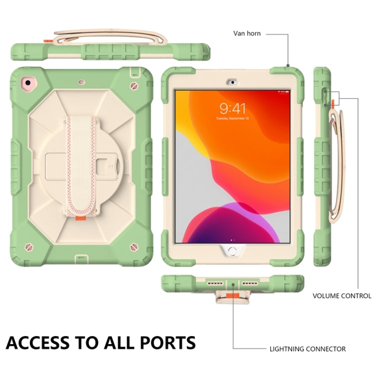 For iPad 10.2 2021 / 2020 / 2019 Contrast Color Robot Shockproof Silicon + PC Protective Case with Holder & Shoulder Strap