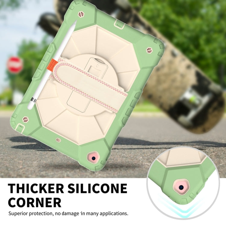 For iPad 10.2 2021 / 2020 / 2019 Contrast Color Robot Shockproof Silicon + PC Protective Case with Holder & Shoulder Strap
