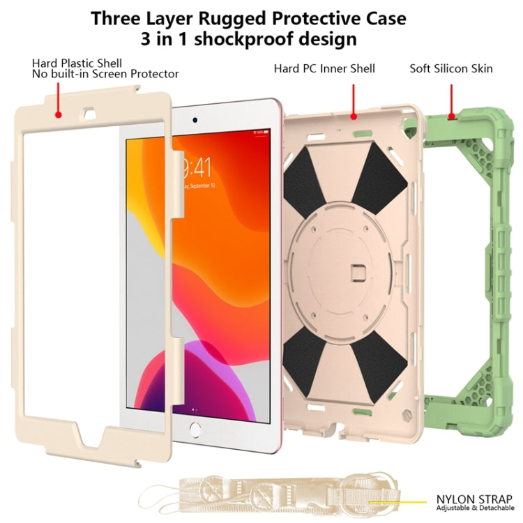 For iPad 10.2 2021 / 2020 / 2019 Contrast Color Robot Shockproof Silicon + PC Protective Case with Holder & Shoulder Strap