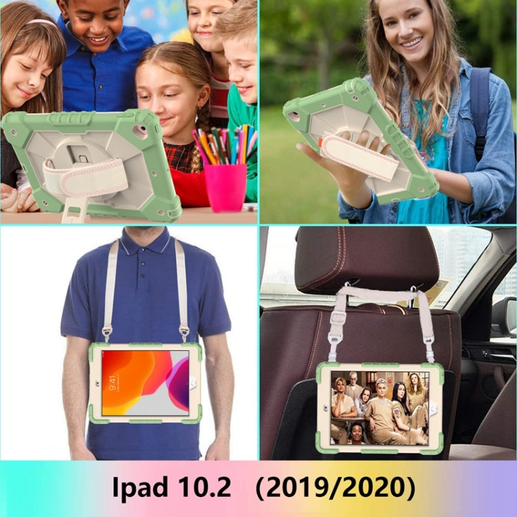 For iPad 10.2 2021 / 2020 / 2019 Contrast Color Robot Shockproof Silicon + PC Protective Case with Holder & Shoulder Strap