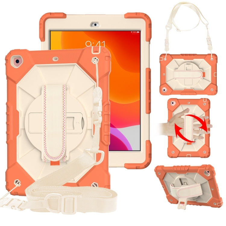 For iPad 10.2 2021 / 2020 / 2019 Contrast Color Robot Shockproof Silicon + PC Protective Case with Holder & Shoulder Strap