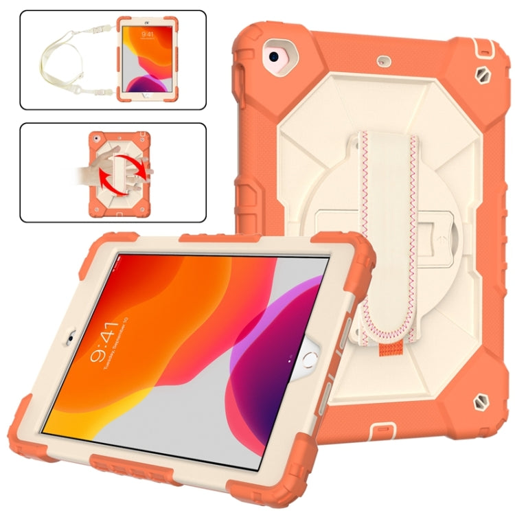 For iPad 10.2 2021 / 2020 / 2019 Contrast Color Robot Shockproof Silicon + PC Protective Case with Holder & Shoulder Strap