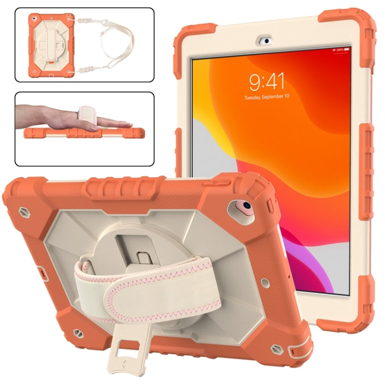 For iPad 10.2 2021 / 2020 / 2019 Contrast Color Robot Shockproof Silicon + PC Protective Case with Holder & Shoulder Strap