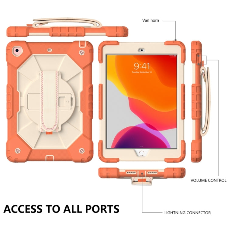 For iPad 10.2 2021 / 2020 / 2019 Contrast Color Robot Shockproof Silicon + PC Protective Case with Holder & Shoulder Strap