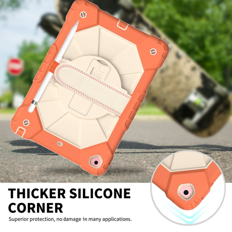 For iPad 10.2 2021 / 2020 / 2019 Contrast Color Robot Shockproof Silicon + PC Protective Case with Holder & Shoulder Strap
