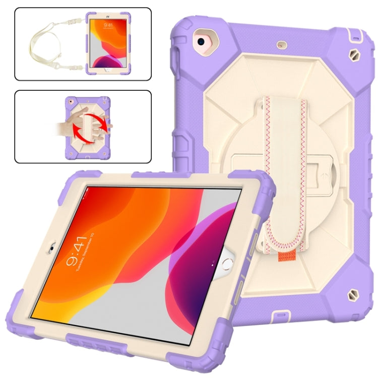 For iPad 10.2 2021 / 2020 / 2019 Contrast Color Robot Shockproof Silicon + PC Protective Case with Holder & Shoulder Strap