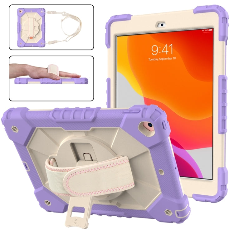 For iPad 10.2 2021 / 2020 / 2019 Contrast Color Robot Shockproof Silicon + PC Protective Case with Holder & Shoulder Strap