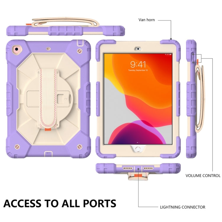 For iPad 10.2 2021 / 2020 / 2019 Contrast Color Robot Shockproof Silicon + PC Protective Case with Holder & Shoulder Strap