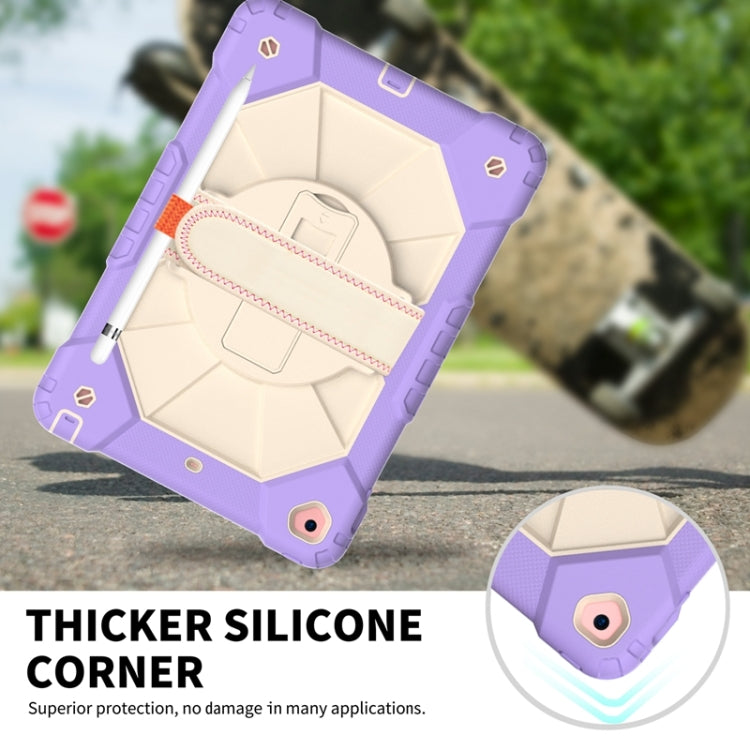 For iPad 10.2 2021 / 2020 / 2019 Contrast Color Robot Shockproof Silicon + PC Protective Case with Holder & Shoulder Strap