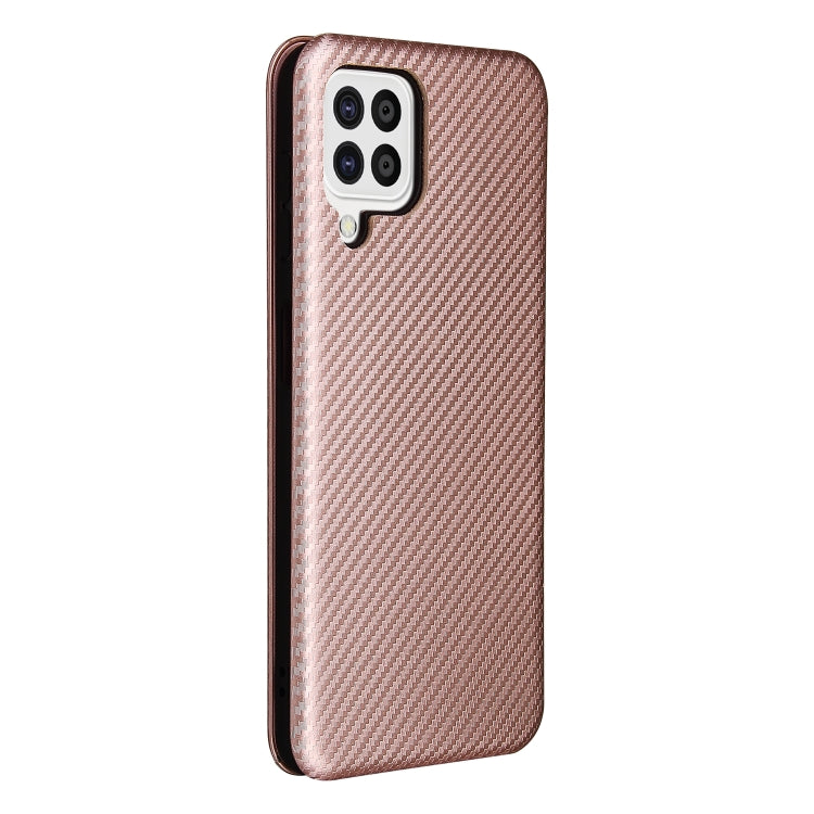 For Samsung Galaxy A22 4G Carbon Fiber Texture Horizontal Flip TPU + PC + PU Leather Case with Card Slot
