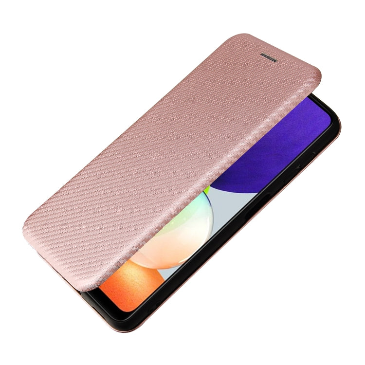 For Samsung Galaxy A22 4G Carbon Fiber Texture Horizontal Flip TPU + PC + PU Leather Case with Card Slot