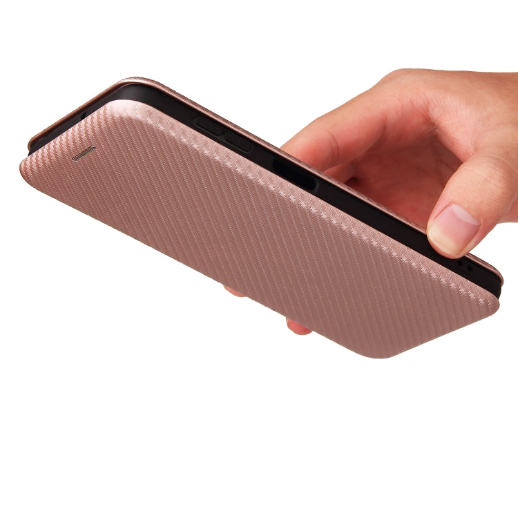 For Samsung Galaxy A22 4G Carbon Fiber Texture Horizontal Flip TPU + PC + PU Leather Case with Card Slot