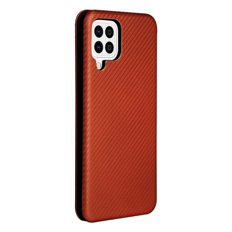For Samsung Galaxy A22 4G Carbon Fiber Texture Horizontal Flip TPU + PC + PU Leather Case with Card Slot