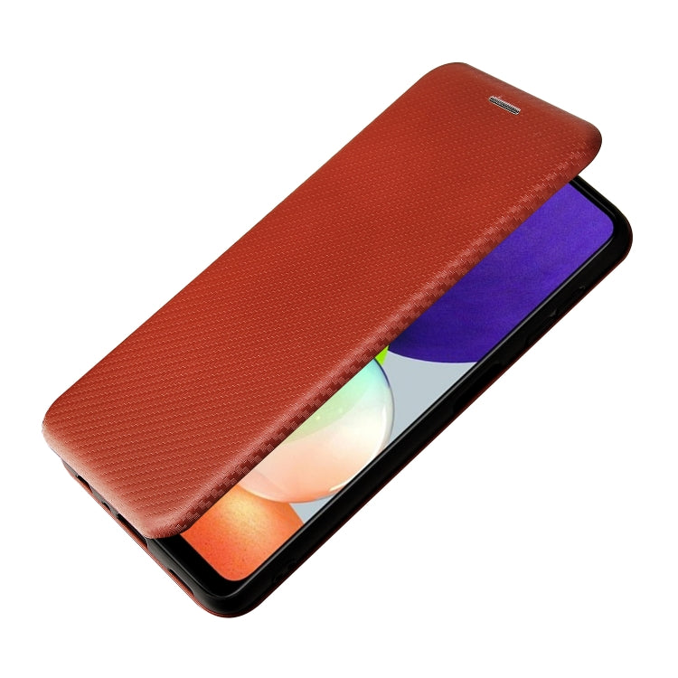 For Samsung Galaxy A22 4G Carbon Fiber Texture Horizontal Flip TPU + PC + PU Leather Case with Card Slot