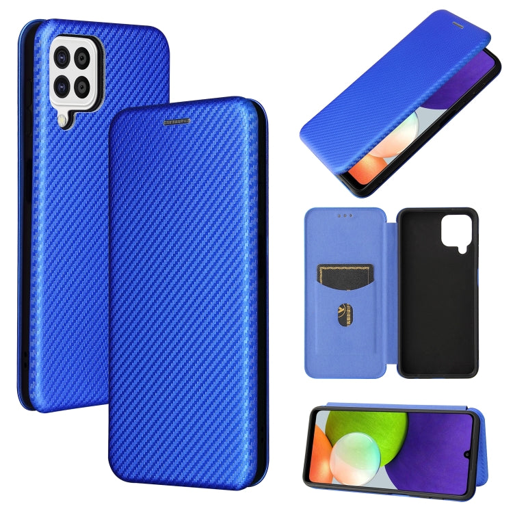 For Samsung Galaxy A22 4G Carbon Fiber Texture Horizontal Flip TPU + PC + PU Leather Case with Card Slot