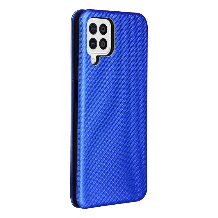 For Samsung Galaxy A22 4G Carbon Fiber Texture Horizontal Flip TPU + PC + PU Leather Case with Card Slot