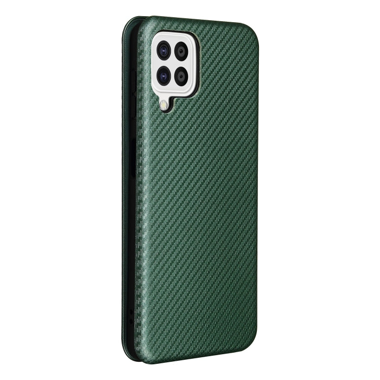 For Samsung Galaxy A22 4G Carbon Fiber Texture Horizontal Flip TPU + PC + PU Leather Case with Card Slot