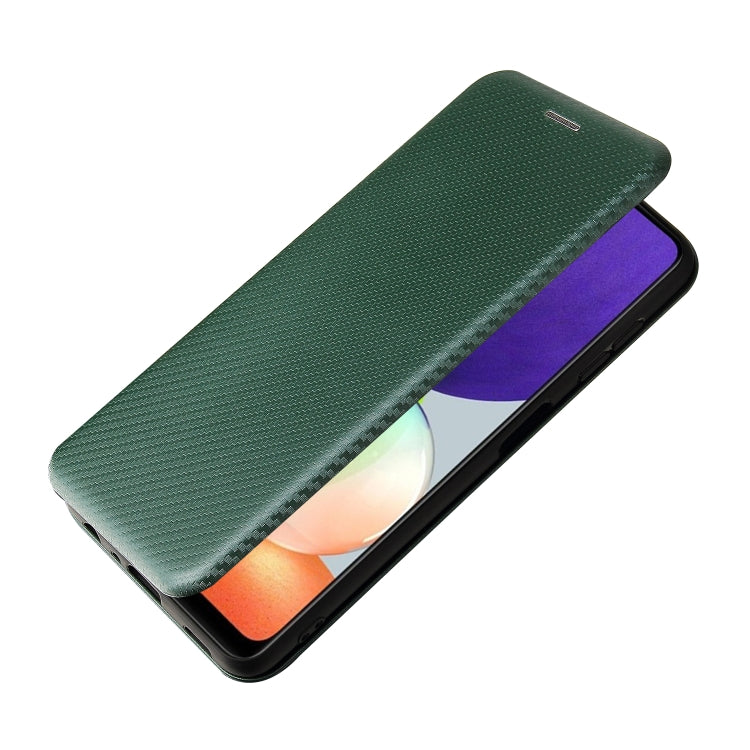 For Samsung Galaxy A22 4G Carbon Fiber Texture Horizontal Flip TPU + PC + PU Leather Case with Card Slot