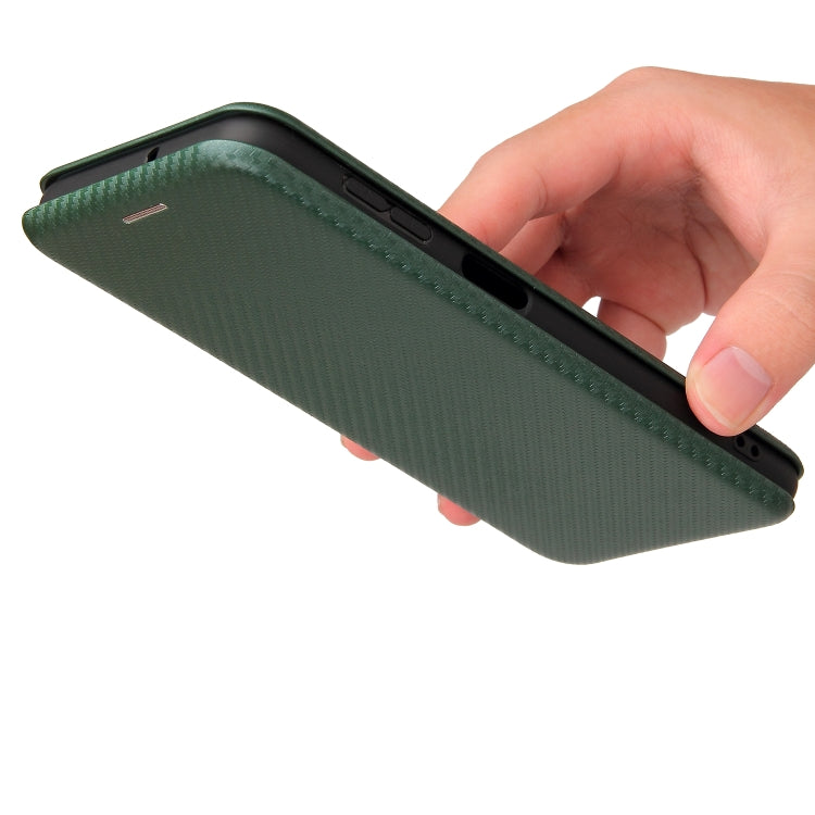 For Samsung Galaxy A22 4G Carbon Fiber Texture Horizontal Flip TPU + PC + PU Leather Case with Card Slot