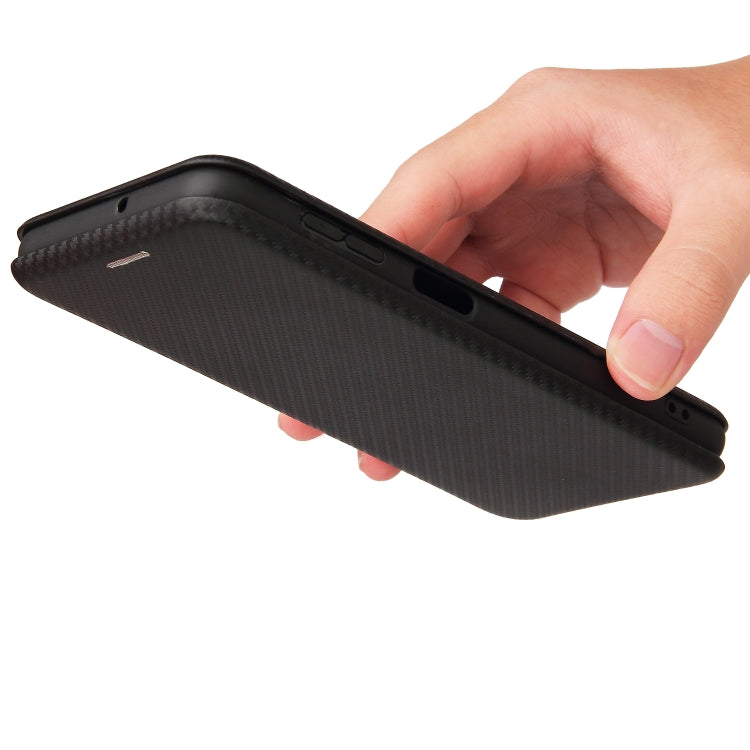 For Samsung Galaxy A22 4G Carbon Fiber Texture Horizontal Flip TPU + PC + PU Leather Case with Card Slot