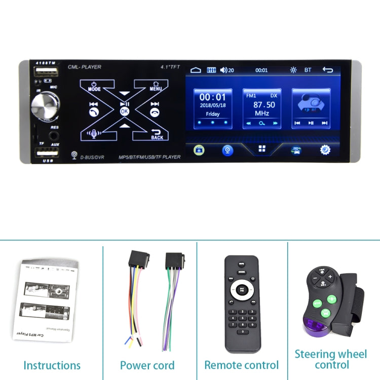 Q3262 4.1 inch Capacitive Screen Car Bluetooth MP5 Radio, Support U Disk / Hands-free Call with Remote Controler, Style:Standard + 4LEDs Light Camera