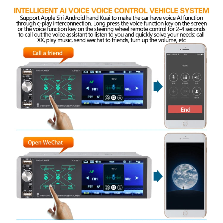 Q3262 4.1 inch Capacitive Screen Car Bluetooth MP5 Radio, Support U Disk / Hands-free Call with Remote Controler, Style:Standard + 8LEDs Light Camera