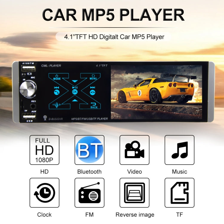 Q3262 4.1 inch Capacitive Screen Car Bluetooth MP5 Radio, Support U Disk / Hands-free Call with Remote Controler, Style:Standard + 12LEDs Light Camera