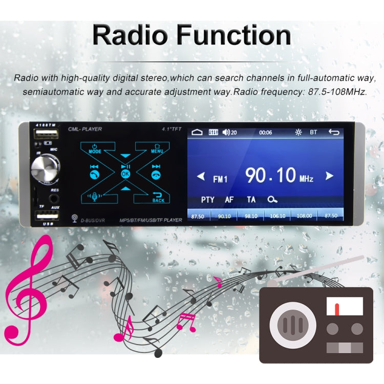Q3262 4.1 inch Capacitive Screen Car Bluetooth MP5 Radio, Support U Disk / Hands-free Call with Remote Controler, Style:Standard + 12LEDs Light Camera