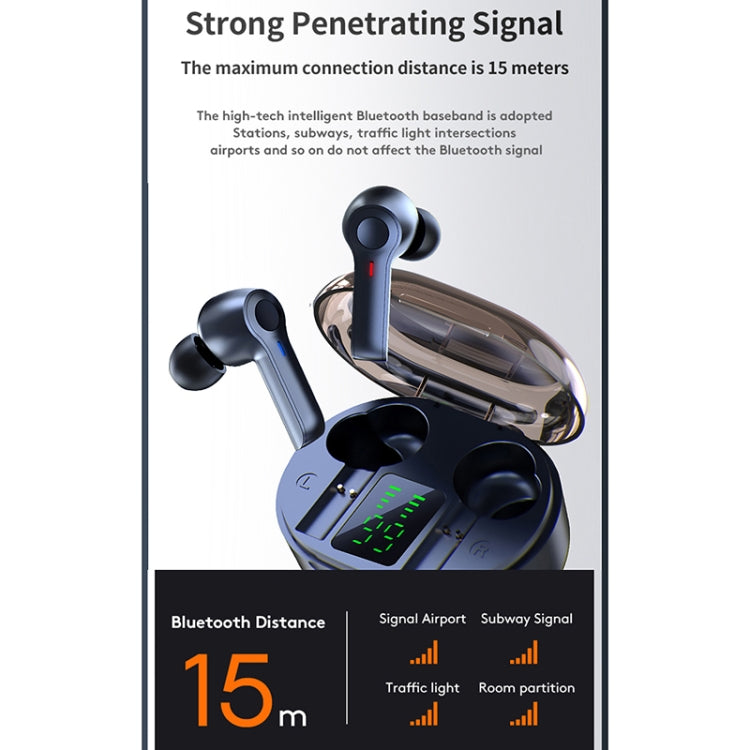 HDW-R22 IPX67 Waterproof Heavy Bass Touch Bluetooth Earphone with Magnetic Charging Box & Three-screen Battery Display
